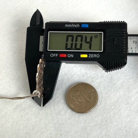 Sterling Silver 925 Oval Pierced Filigree Scrollwork Pendant Necklace 17.5" - Picture 15 of 16